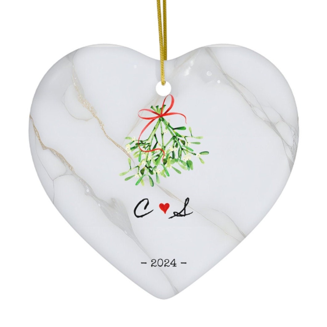 First Couples Christmas Name Ornament, Ceramic, Personalized, Custom, Tree