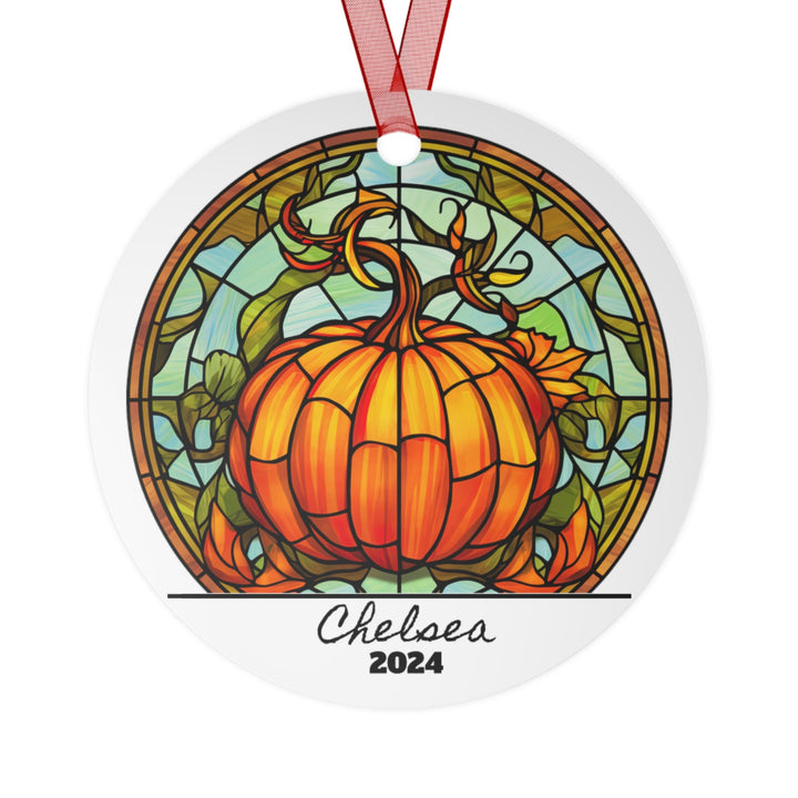 Pumpkin Fall Christmas Ornament, Ceramic, Personalized, Tree Decoration 2