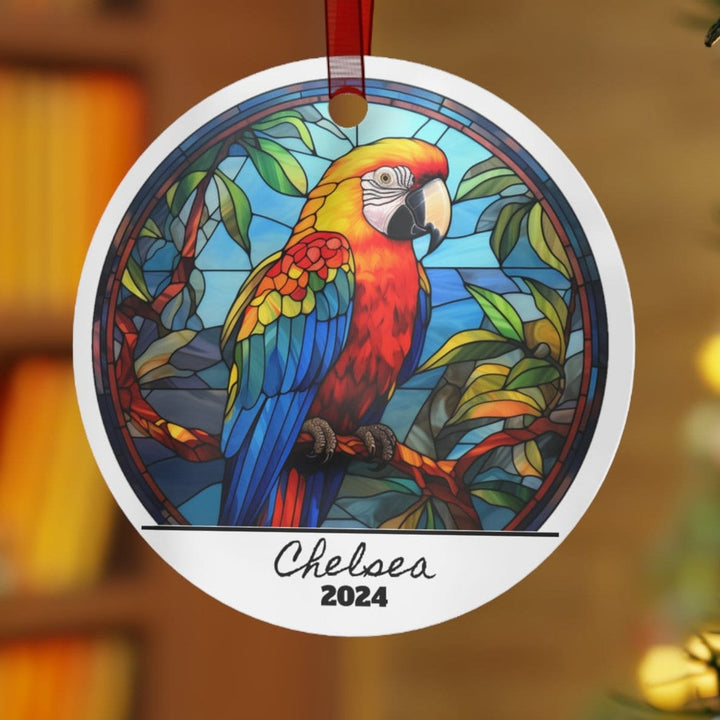 Parrot Bird Tropical Christmas Ornament, Ceramic, Personalized, Custom, Tree