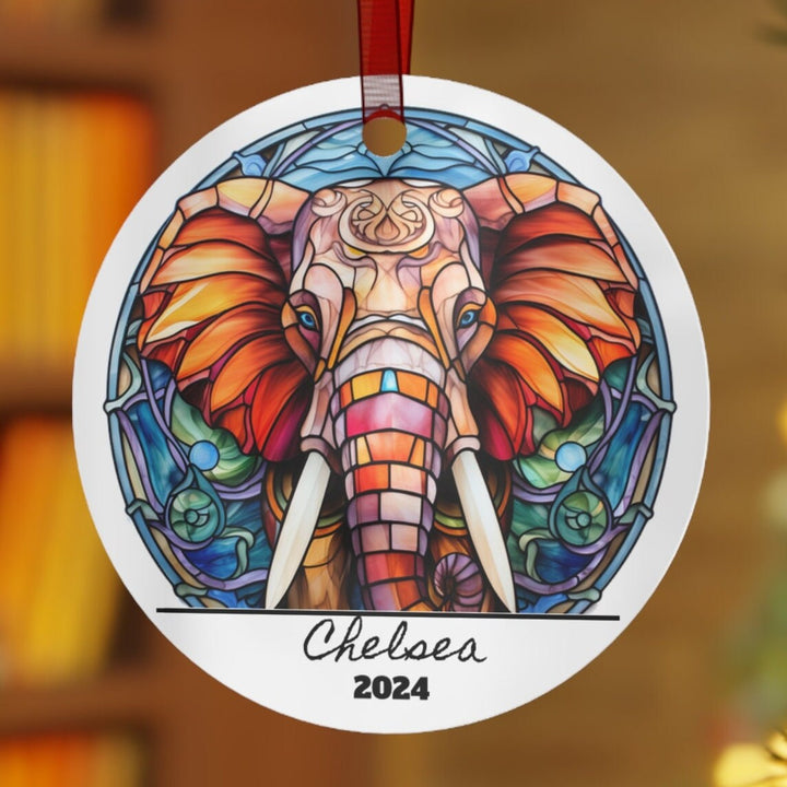 Elephant Safari Christmas Ornament, Ceramic, Funny Personalized, Tree Decoration