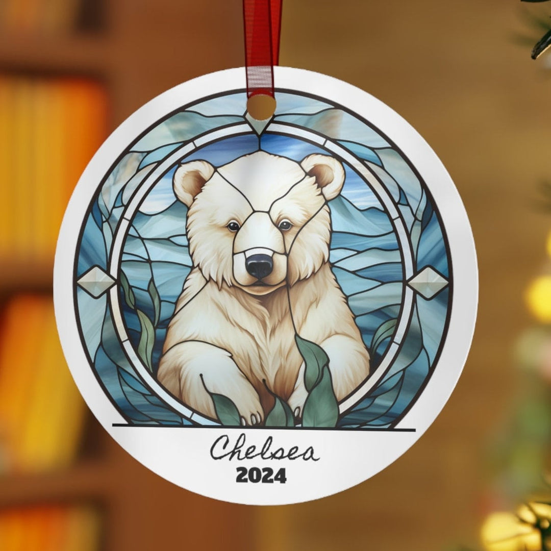 Polar Bear Christmas Ornament, Ceramic, Personalized, Custom, Tree