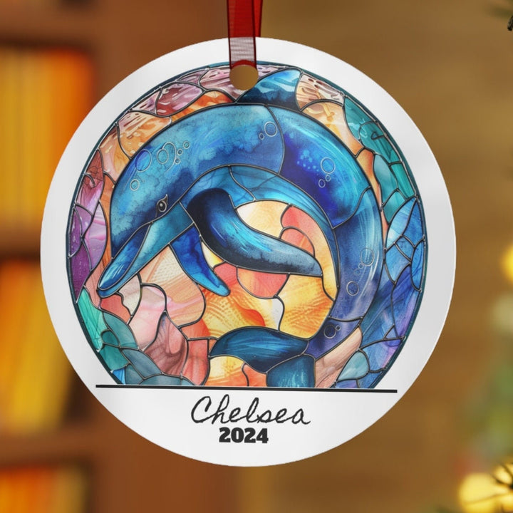 Dolphin Ocean Beach Christmas Ornament, Ceramic, Personalized, Custom, Tree