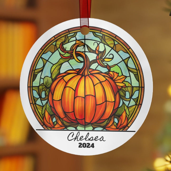 Pumpkin Fall Christmas Ornament, Ceramic, Personalized, Tree Decoration 2