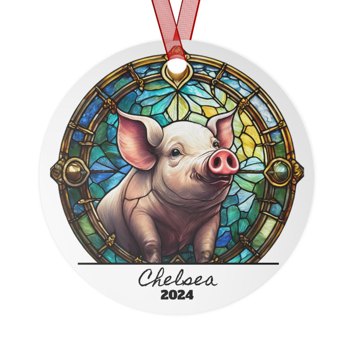 Pig Farm Animal Christmas Ornament, Ceramic, Personalized, Custom, Tree