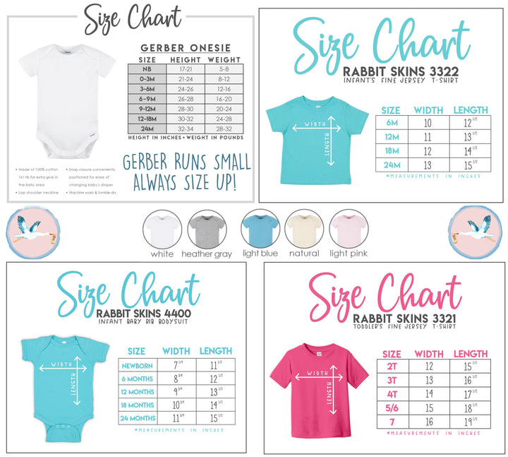 the sizes of baby onesuits and their names