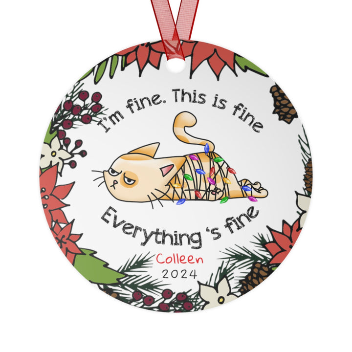 Cat Christmas Ornament, Ceramic, Funny Personalized, Tree Decoration 4