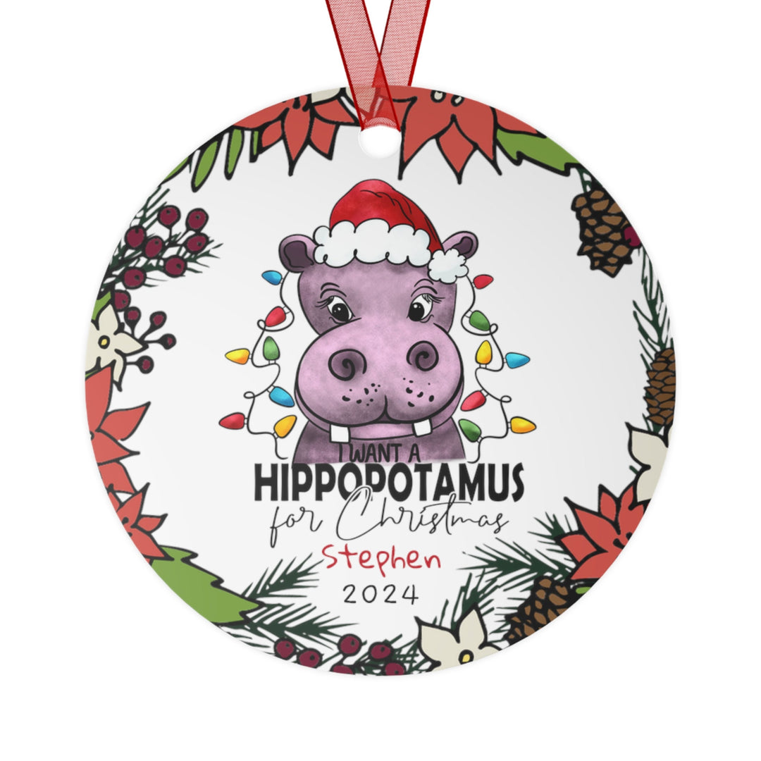 Hippo Funny Christmas Ornament, Ceramic, Personalized, Custom, Tree