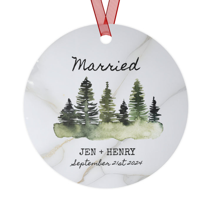 Mr And Mrs Wedding First Christmas Ornament, Ceramic, Personalized, Custom, Tree 15