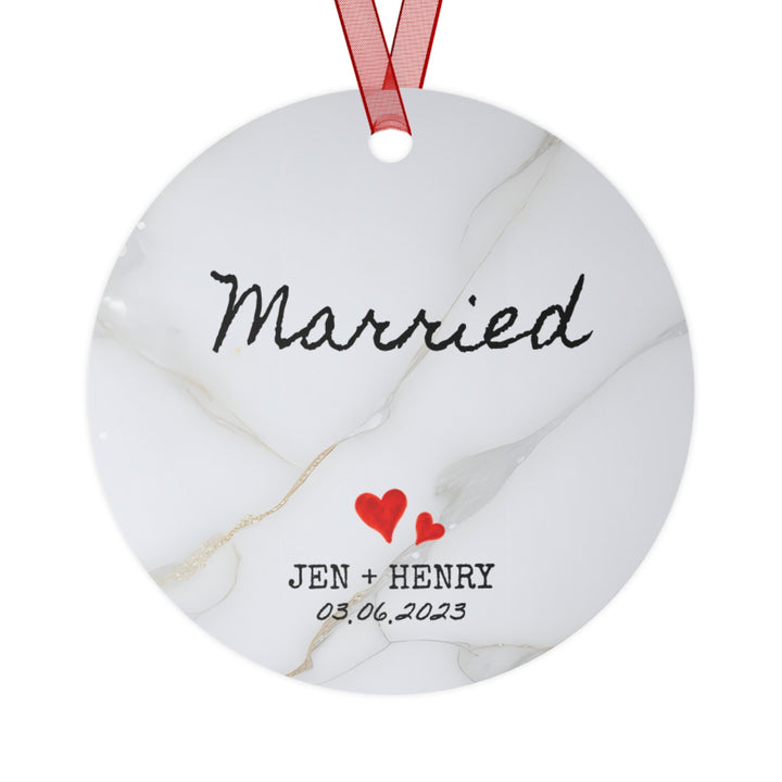 Wedding Married First Christmas Ornament, Ceramic, Personalized, Custom, Tree 66