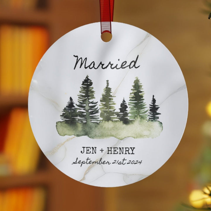 Mr And Mrs Wedding First Christmas Ornament, Ceramic, Personalized, Custom, Tree 15