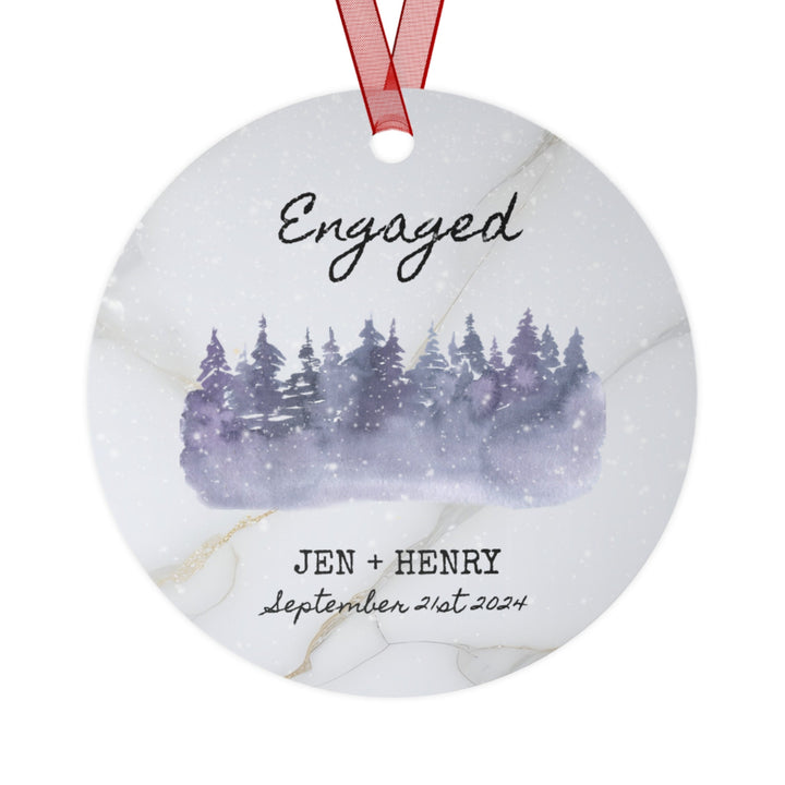 Engagement Engaged First Christmas Ornament, Ceramic, Personalized, Custom, Tree 9