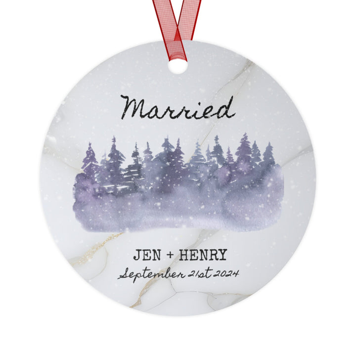 Mr And Mrs Winter Wedding First Christmas Ornament, Ceramic, Personalized, Custom, Tree