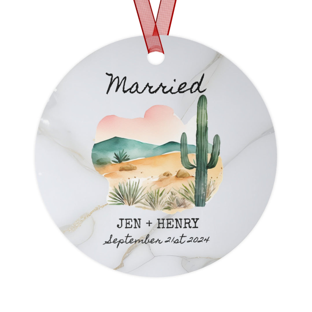 Mr Mrs Wedding Marriage Desert Christmas Ornament, Ceramic, Personalized, Custom, Tree