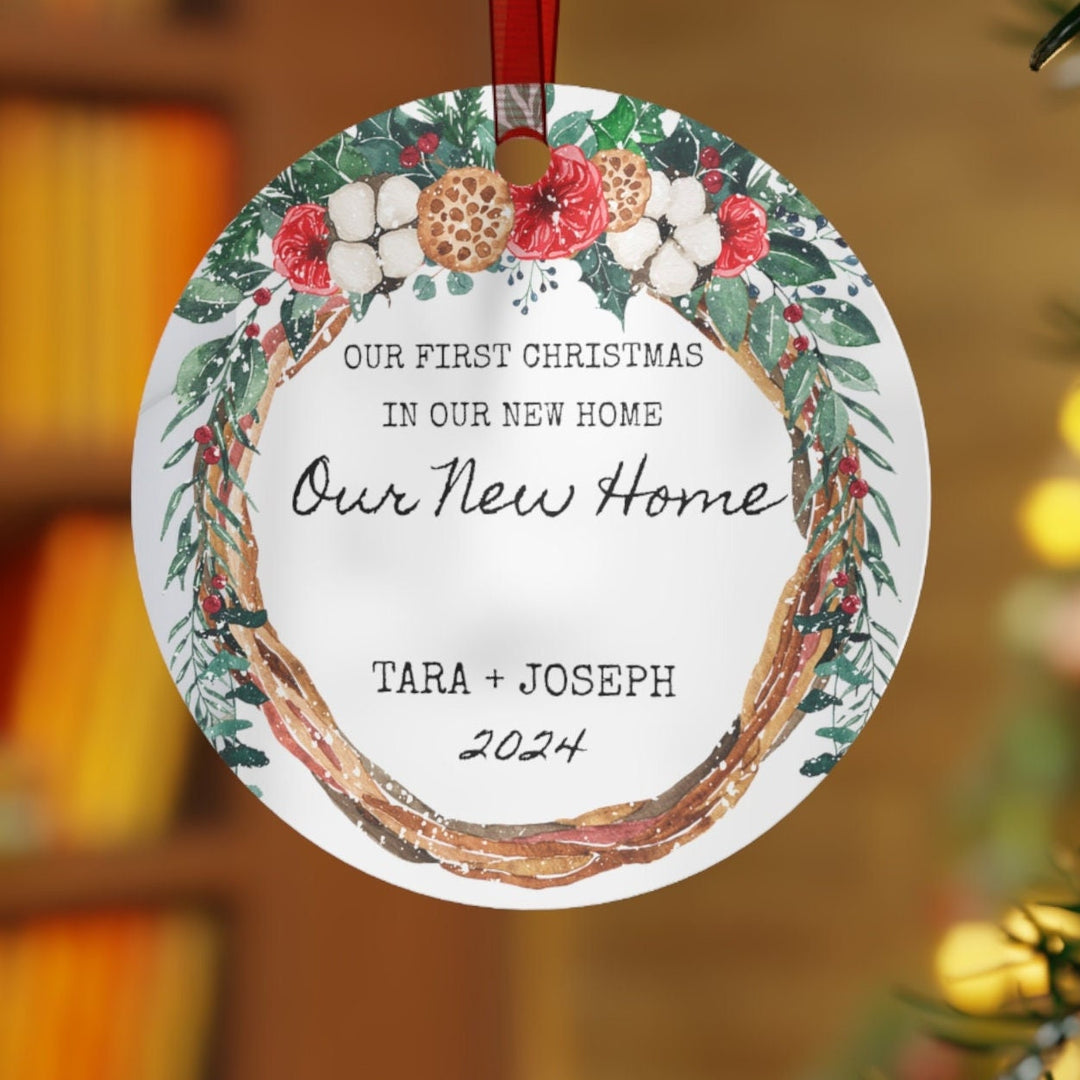 New First Home Address Christmas Mountains Ornament, Ceramic, Personalized, Custom, Tree