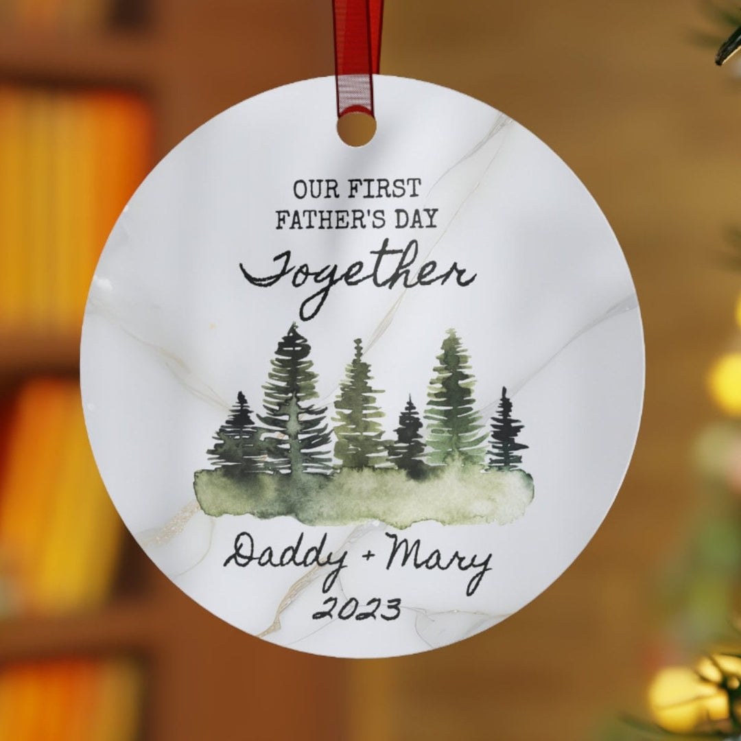 First Father's Day Daddy Christmas Ornament, Ceramic, Personalized, Custom, Tree