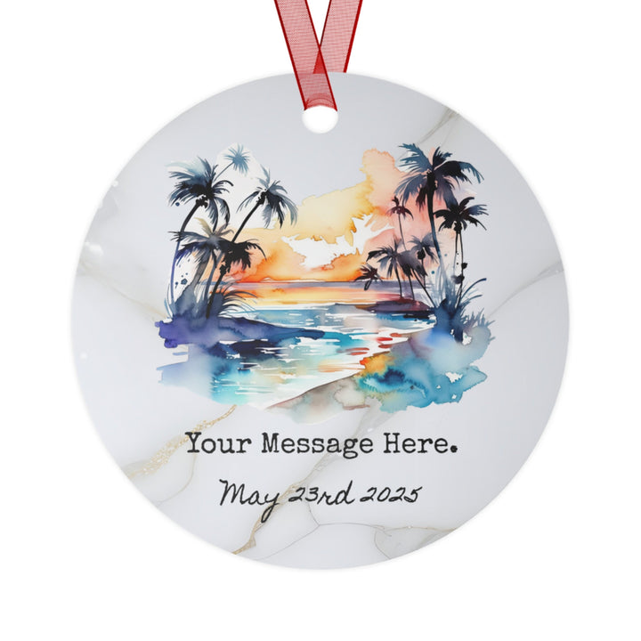 Message Name Beach Tropical Christmas Ornament, Ceramic, Personalized, Custom, Tree