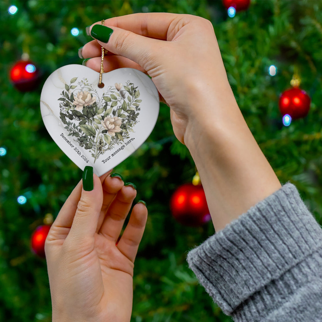 Message Name Heart Christmas Ornament, Ceramic, Personalized, Custom, Tree 21