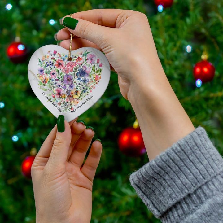 Message Name Christmas Ornament, Ceramic, Personalized, Custom, Floral 26