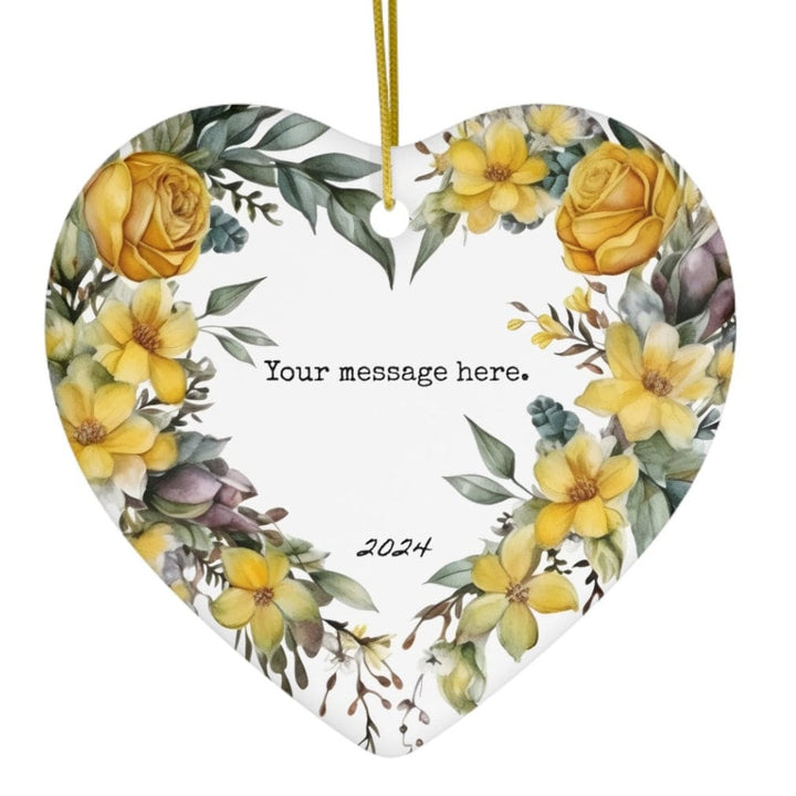 Message Name Floral Christmas Ornament, Ceramic, Personalized, Custom, Tree