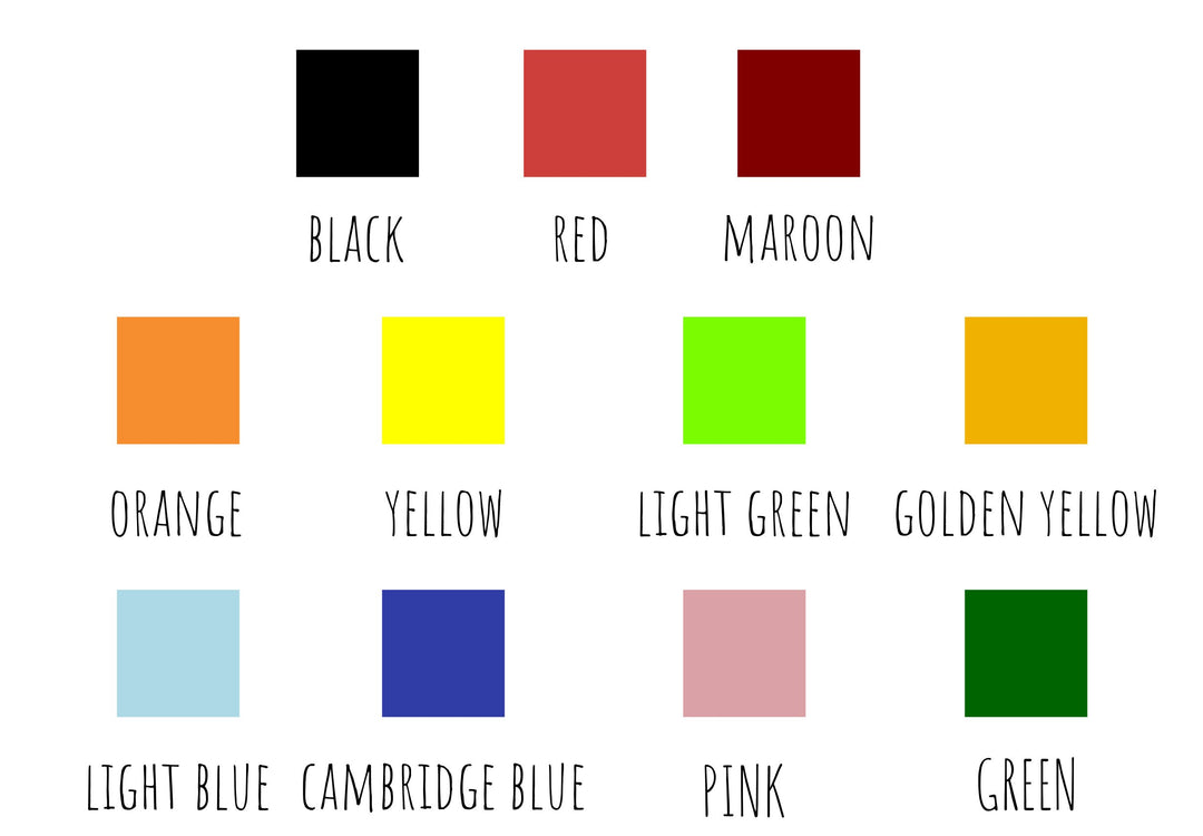 a color chart with different shades of red, yellow, green, blue, and