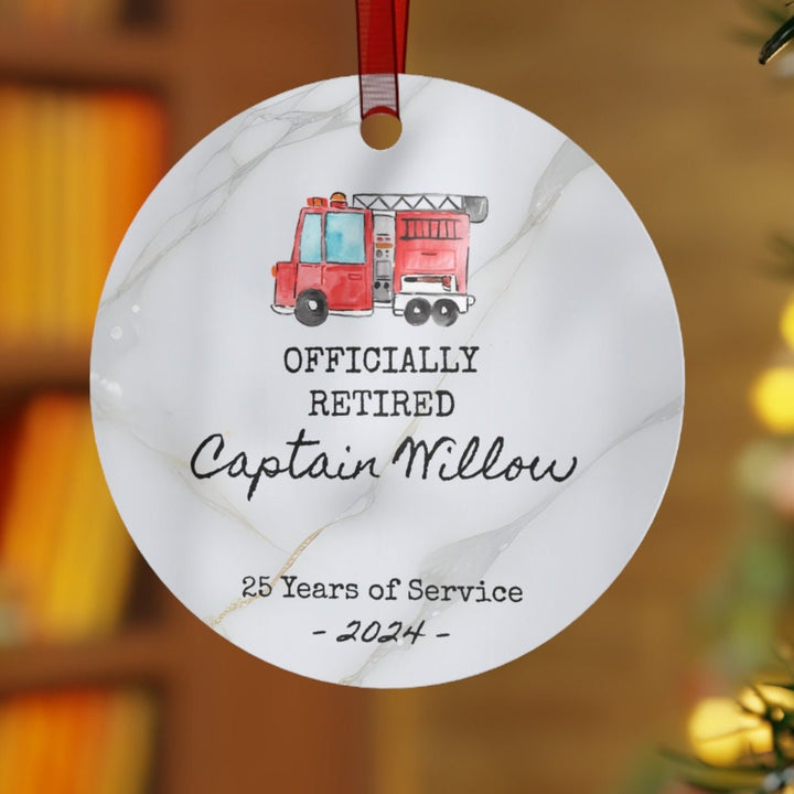 Firefighter Retirement Christmas Ornament, Ceramic, Personalized, Custom, Tree 3