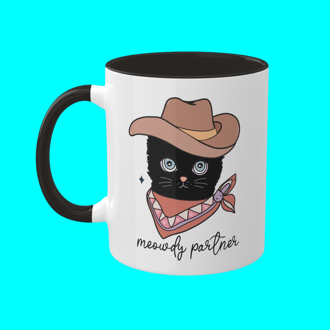 Cat Cowboy Meowdy - 11 oz Coffee Mug Adult Humor Funny Sarcastic Coworker Best Friend