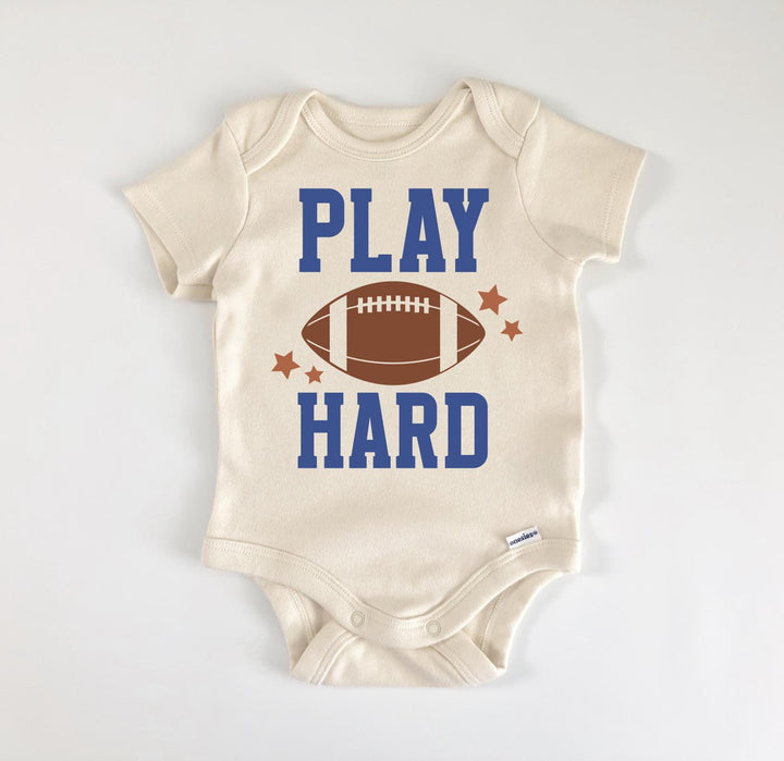 Football Play Hard - Baby Boy Girl Clothes Infant Bodysuit Funny Cute Newborn