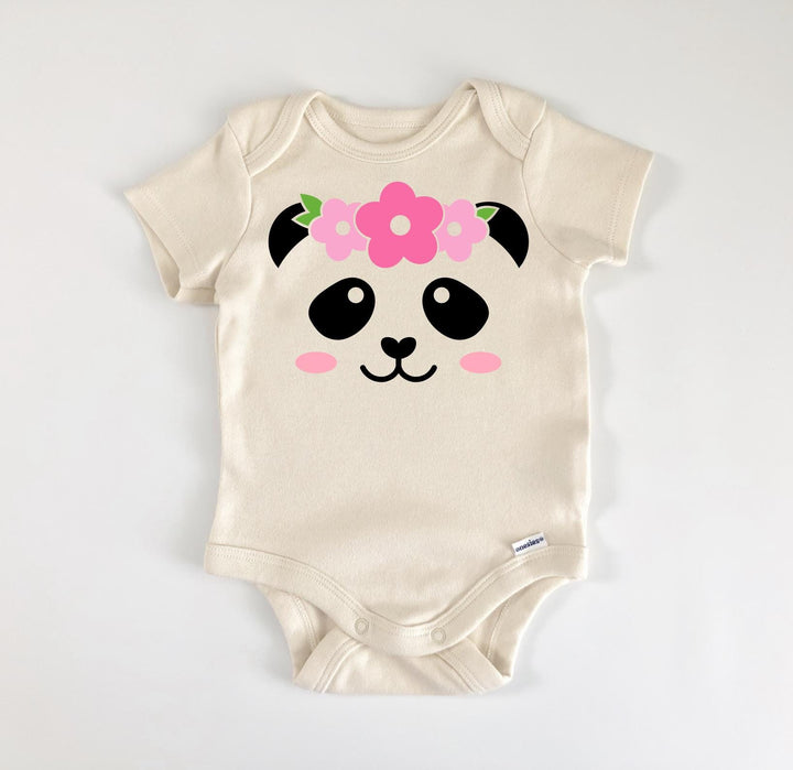 Panda Face Floral - Baby Boy Girl Clothes Infant Bodysuit Funny Cute Newborn