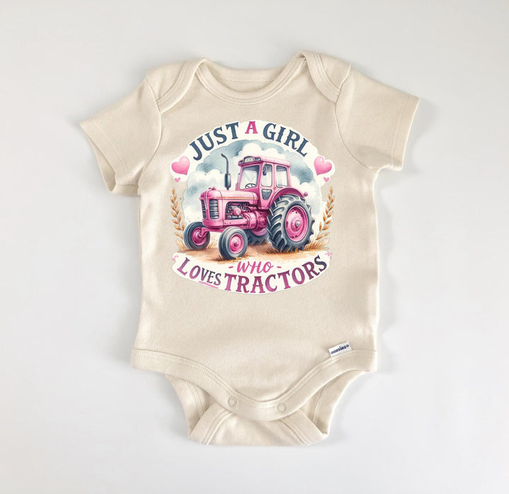 Just a Girl Tractor Farm - Baby Boy Girl Clothes Infant Bodysuit Funny Cute Newborn