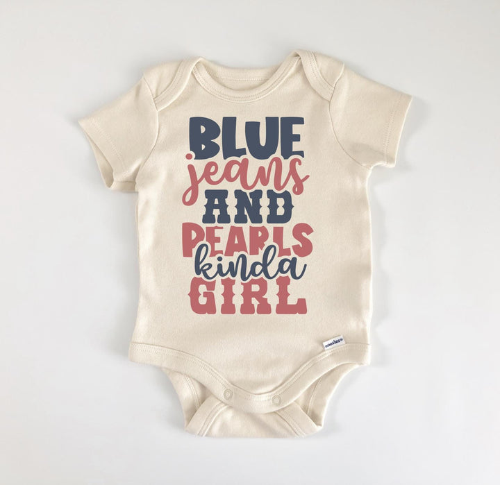 Blue Jeans Pearls - Baby Boy Girl Clothes Infant Bodysuit Funny Cute Newborn