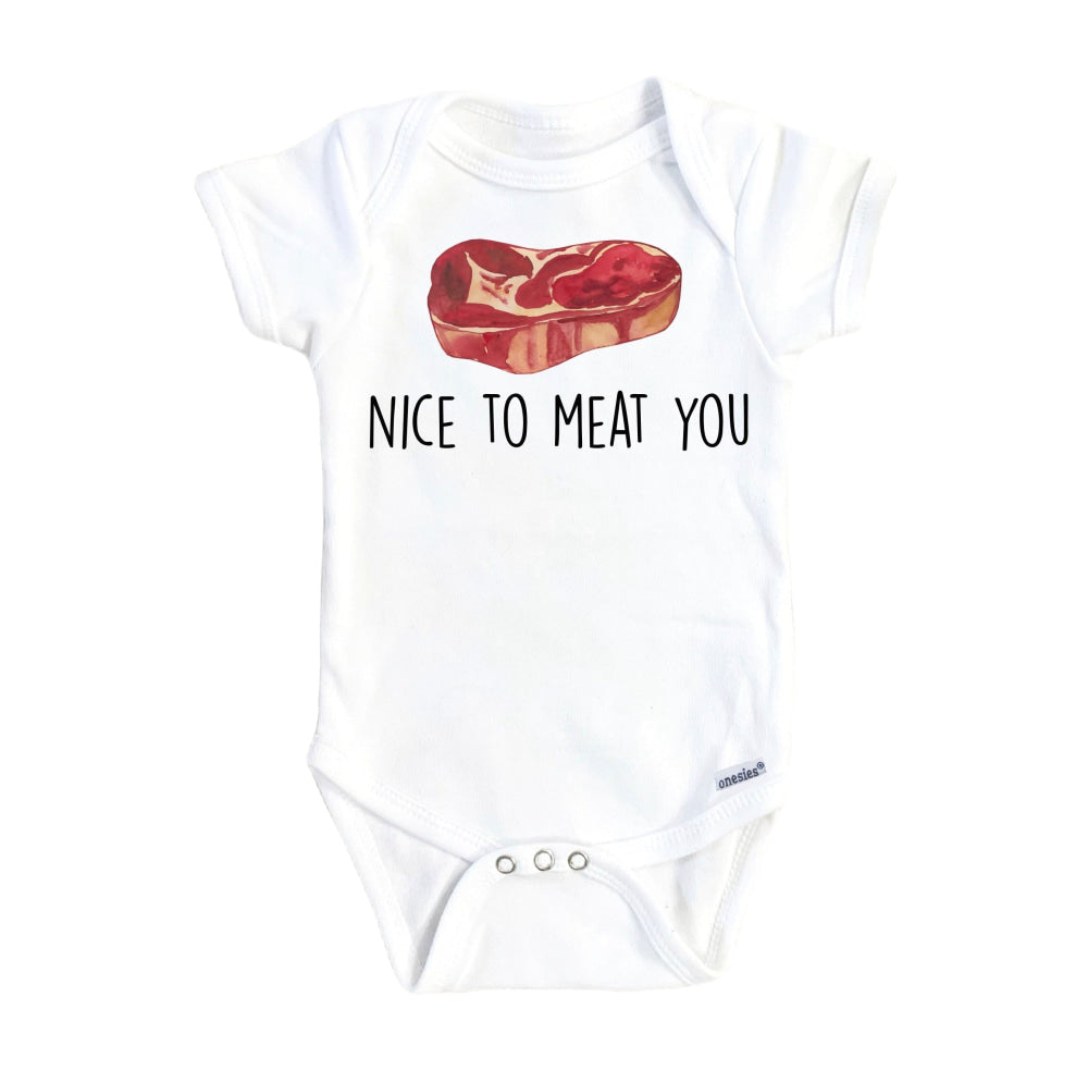 Meat You Bbq - Baby Boy Girl Clothes Infant Bodysuit Funny Cute Newborn 1A Onesie