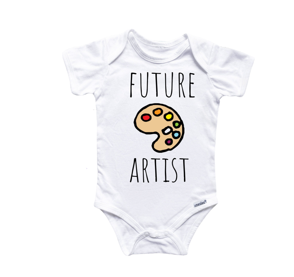 a white bodysuit with the words future artist painted on it