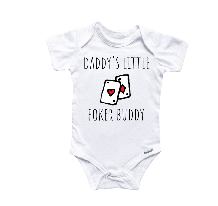 a baby bodysuit with a picture of a pair of playing cards