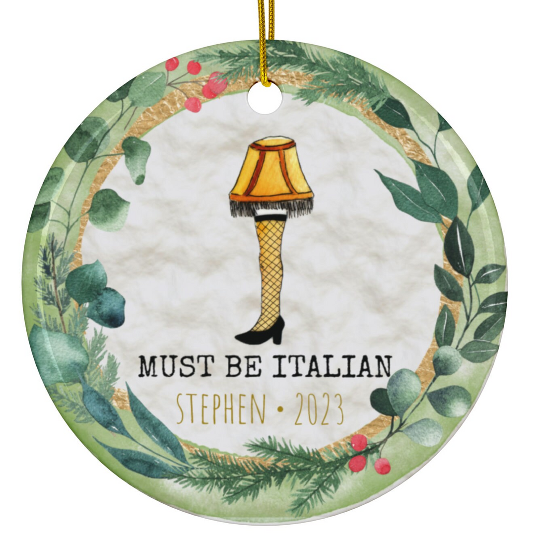 a christmas ornament with a lamp on it