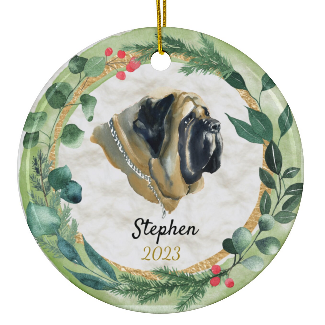 a ceramic ornament with a dog on it