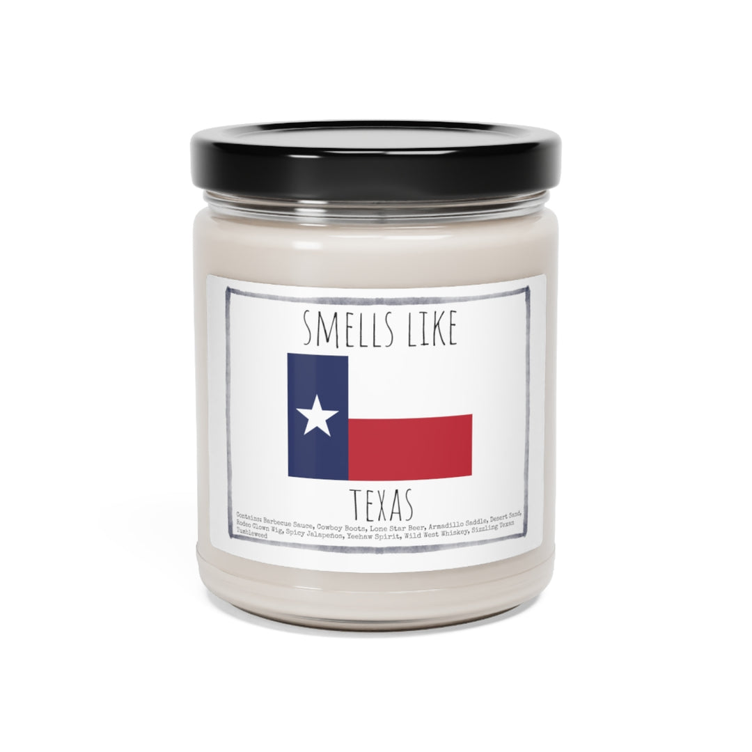 a candle with a texas flag on it