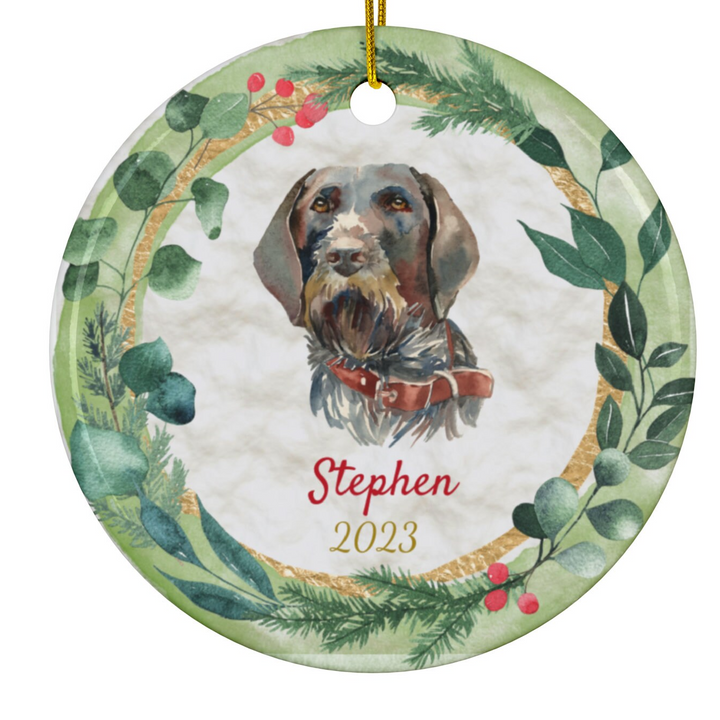 a christmas ornament with a dog on it