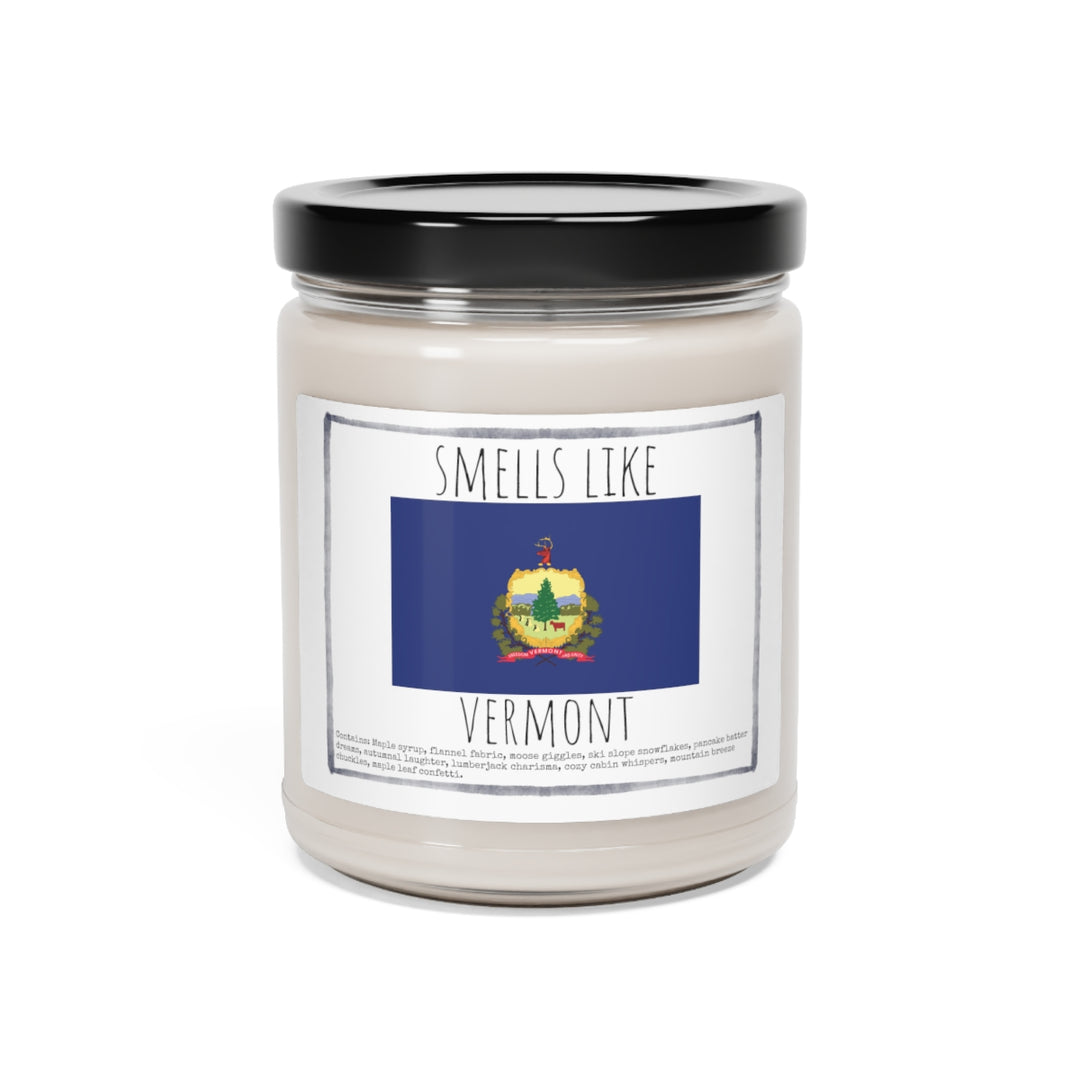 a candle with a flag of vermont on it