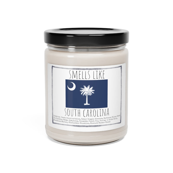 a jar of candles that says smells like south carolina