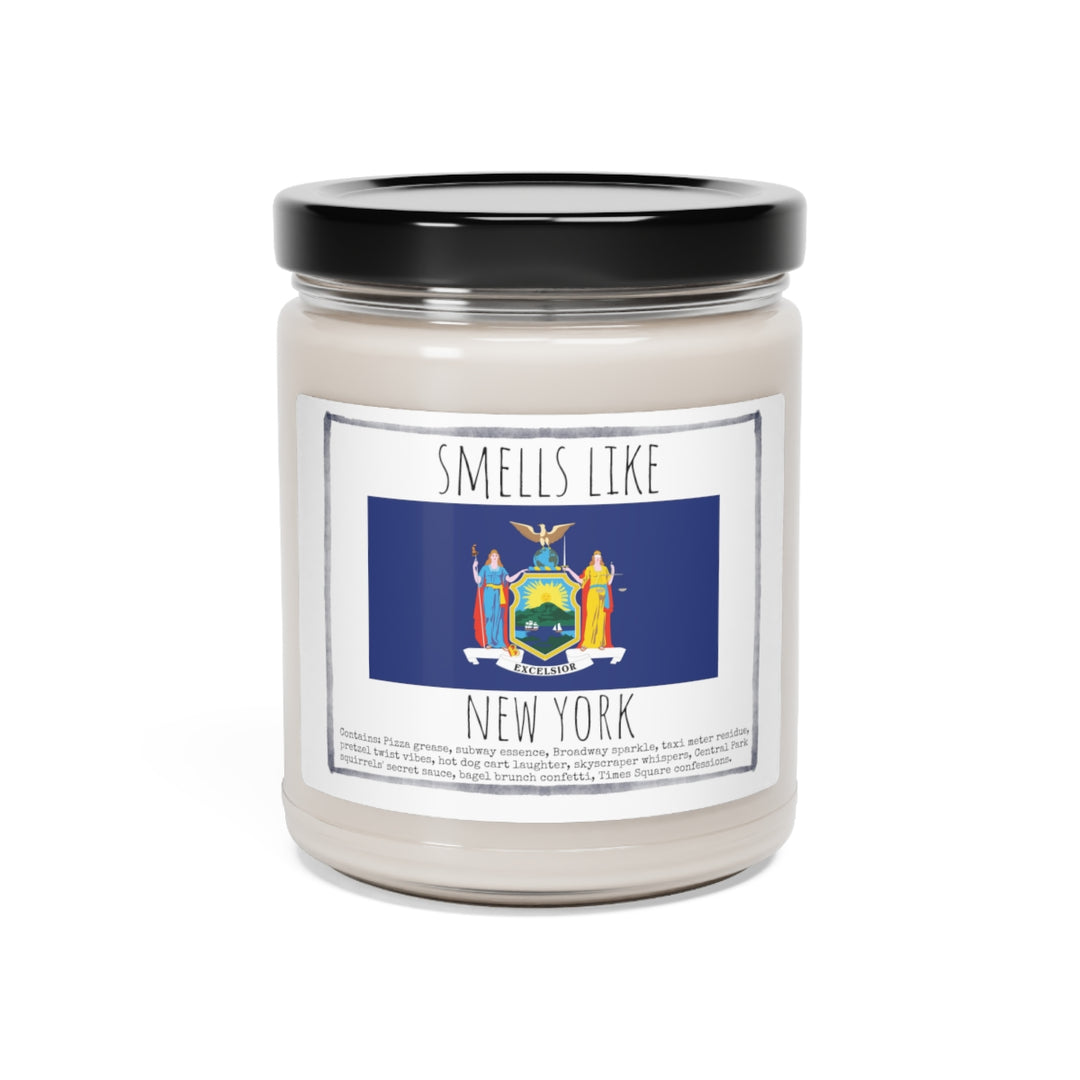 a candle with the flag of new york on it