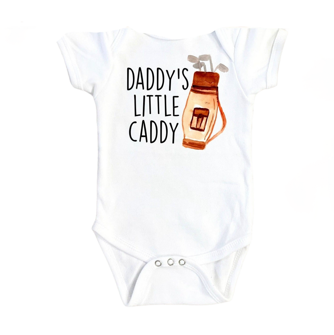 a baby bodysuit that says daddy's little caddy