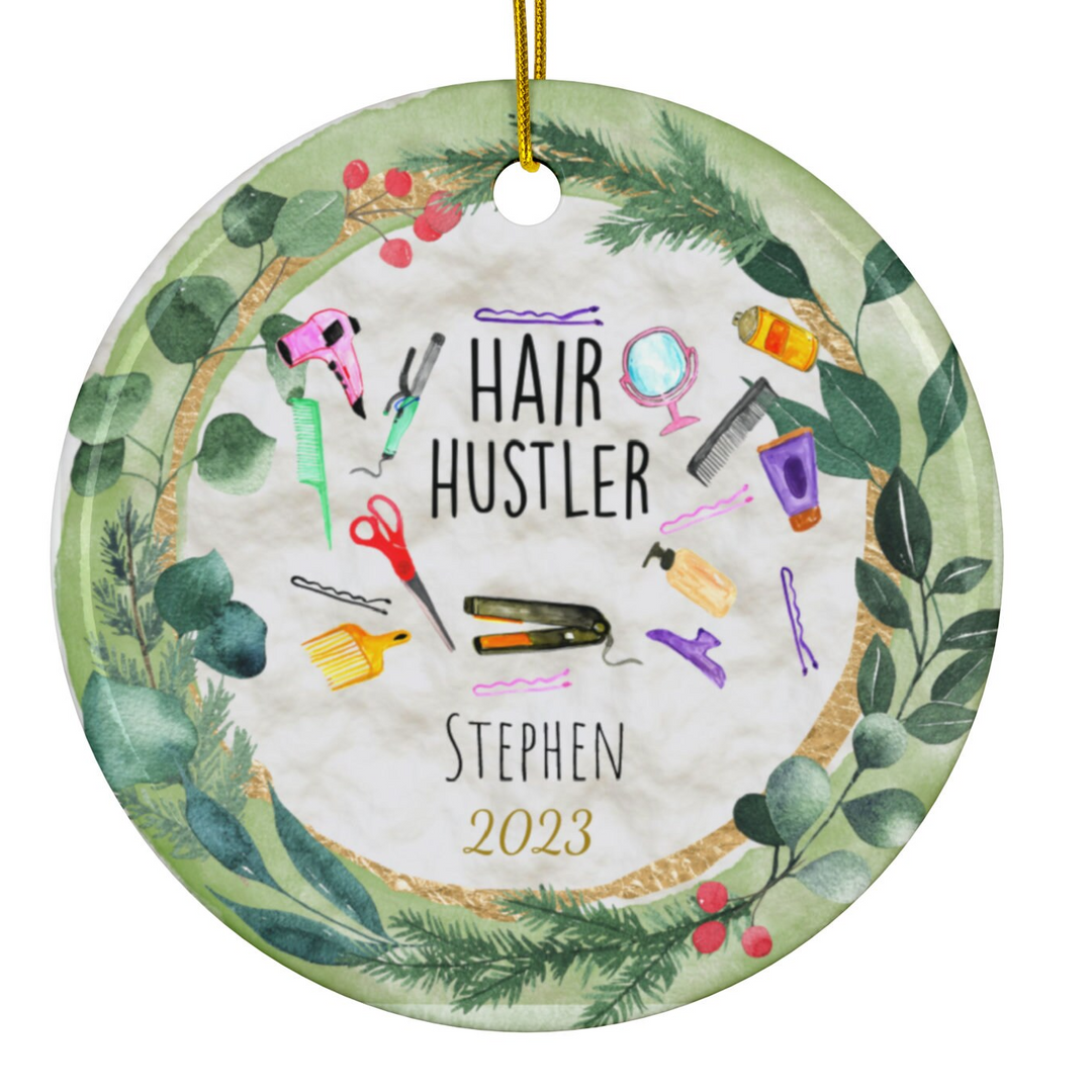 a personalized ornament for a hair stylist