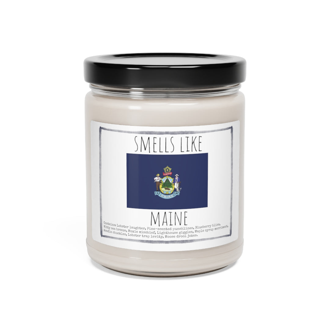 a candle with the flag of maine on it