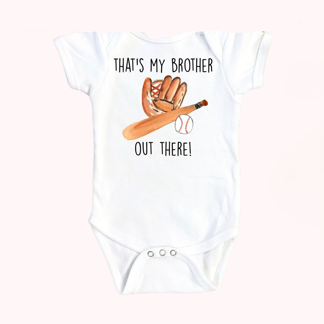 a baby bodysuit with a baseball bat and a hat