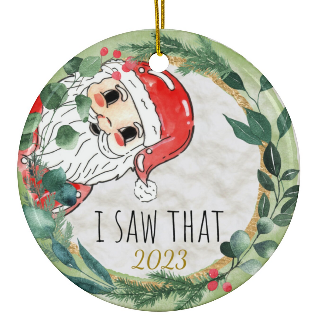 a christmas ornament with a santa clause on it