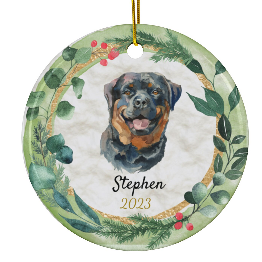 a personalized ornament with a dog on it