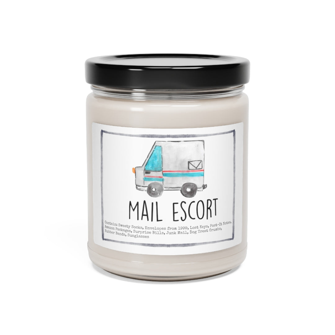 a candle with a small blue and white truck on it