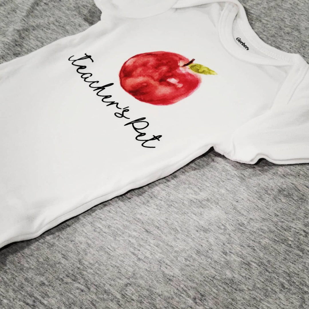 Teacher's Pet Apple - Baby Boy Girl Clothes Infant Bodysuit Funny Cute Newborn