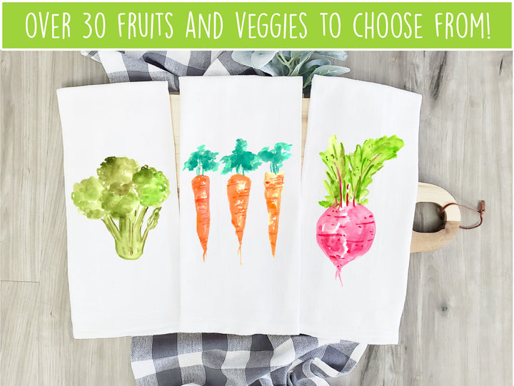 Vegetable - Kitchen Tea Towel, Hand Dish, Housewarming, Funny, Friend, Gift 1B 1D