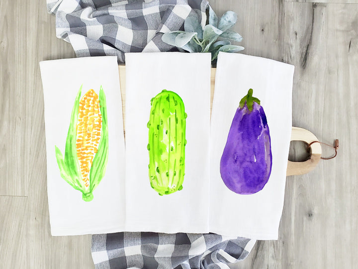 Vegetable - Kitchen Tea Towel, Hand Dish, Housewarming, Funny, Friend, Gift 1B 1D